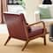 Glitzhome® Mid-Century Faux Leather Accent Chair